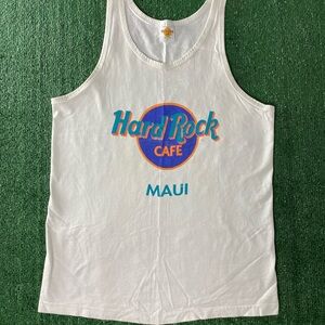 90’s Vintage Hard Rock Cafe Maui Hawaii  logo muscle tank top shirt Neon Large